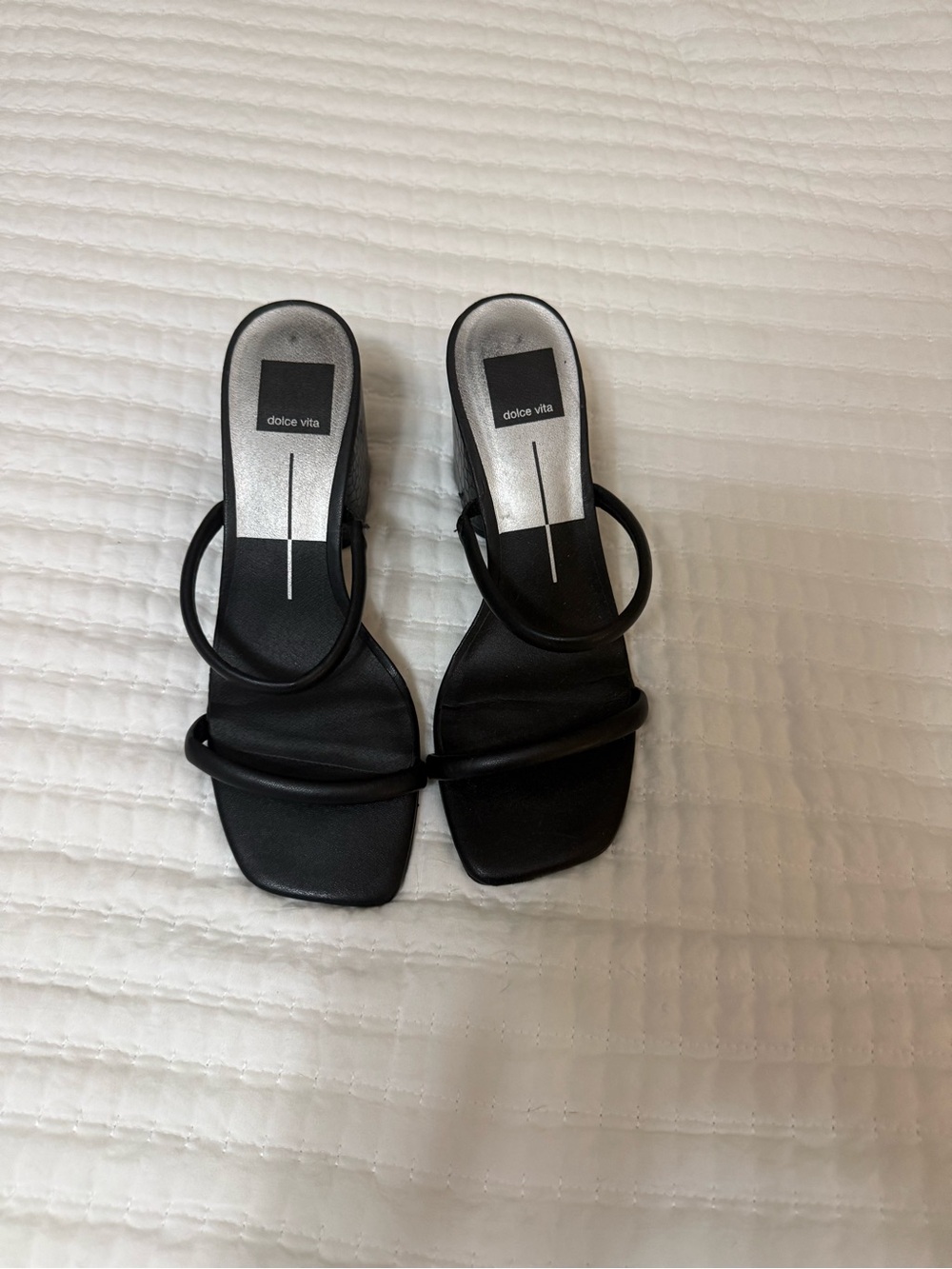 Dolce Vita Black Minimal Strappy Square-Toe Sandals